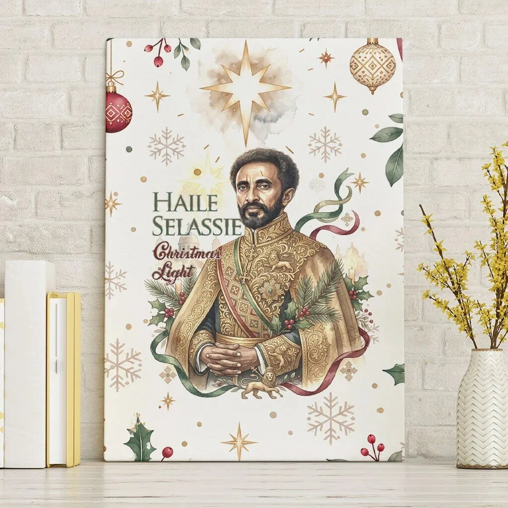 Haile Selassie Christmas Light Royal Ethiopian Orthodox Vintage Style Canvas Wall Art