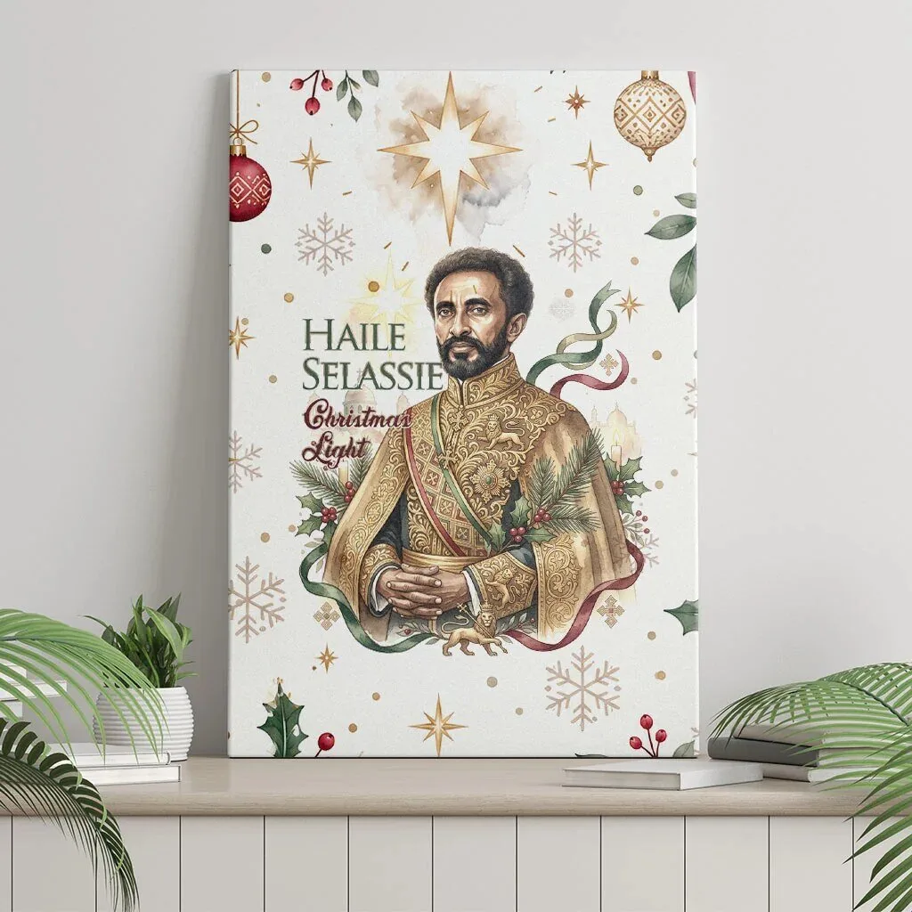 Haile Selassie Christmas Light Royal Ethiopian Orthodox Vintage Style Canvas Wall Art