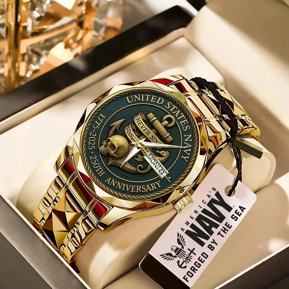 250th Anniversary Watch in Gold Tone Stainless Steel - United States Navy Edition