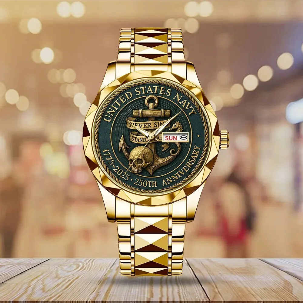 250th Anniversary Watch in Gold Tone Stainless Steel - United States Navy Edition
