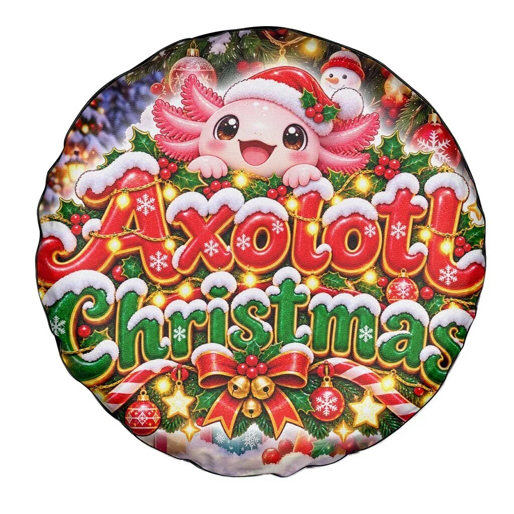 Axolotl Christmas Holiday Cute Festive Winter Snowflakes Art Spare Tire Cover 9 Axolotl Christmas Holiday Cute Festive Winter Snowflakes Art Spare Tire Cover