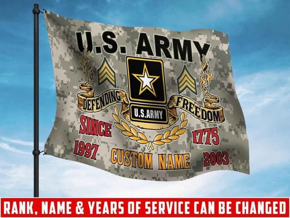 United States Army Defending Freedom Since 1775 Custom Name Military Flag
