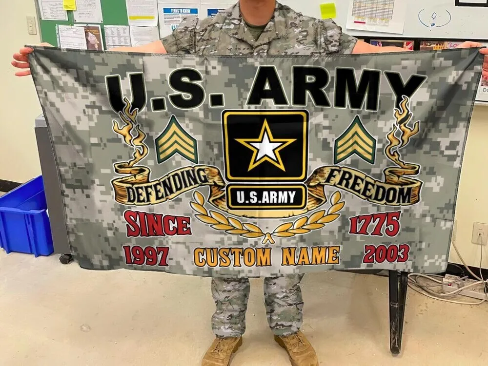 United States Army Defending Freedom Since 1775 Custom Name Military Flag