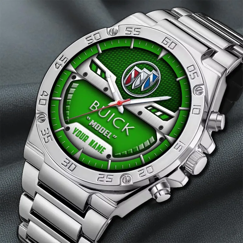 Buick Custom Name Model Logo Black Steel Wristwatch