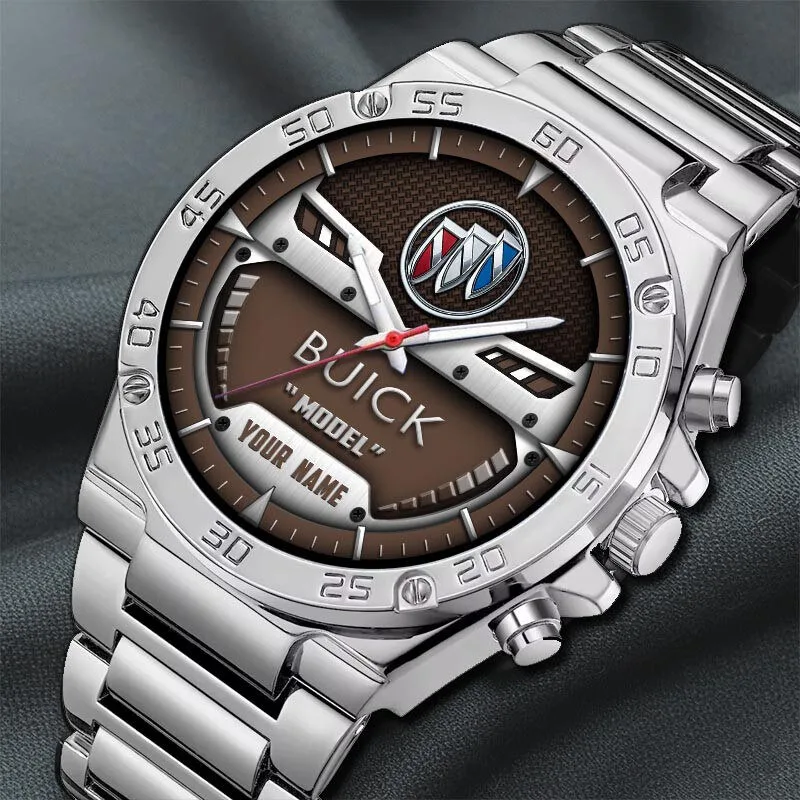 Buick Custom Name Model Logo Black Steel Wristwatch 22 Buick Custom Name Model Logo Black Steel Wristwatch