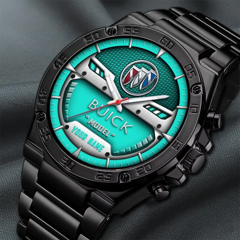 Buick Custom Name Model Logo Black Steel Wristwatch 24 Buick Custom Name Model Logo Black Steel Wristwatch