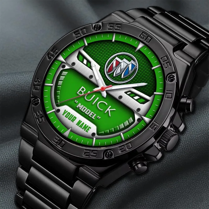 Buick Custom Name Model Logo Black Steel Wristwatch 25 Buick Custom Name Model Logo Black Steel Wristwatch