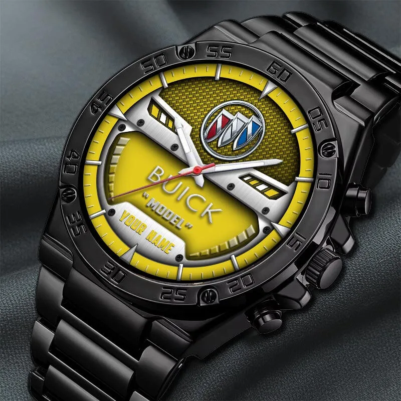 Buick Custom Name Model Logo Black Steel Wristwatch 30 Buick Custom Name Model Logo Black Steel Wristwatch
