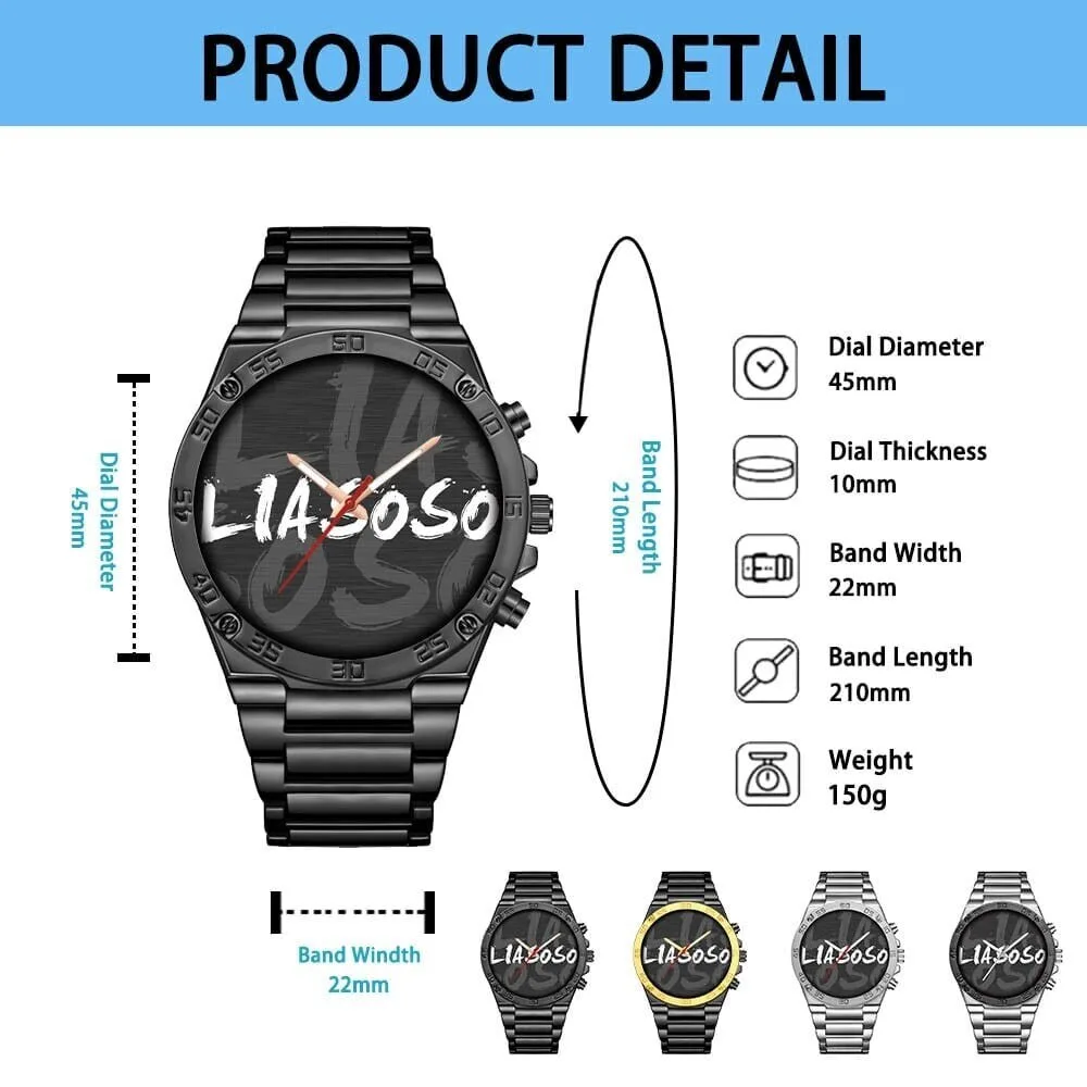Buick Custom Name Model Logo Black Steel Wristwatch 33 Buick Custom Name Model Logo Black Steel Wristwatch