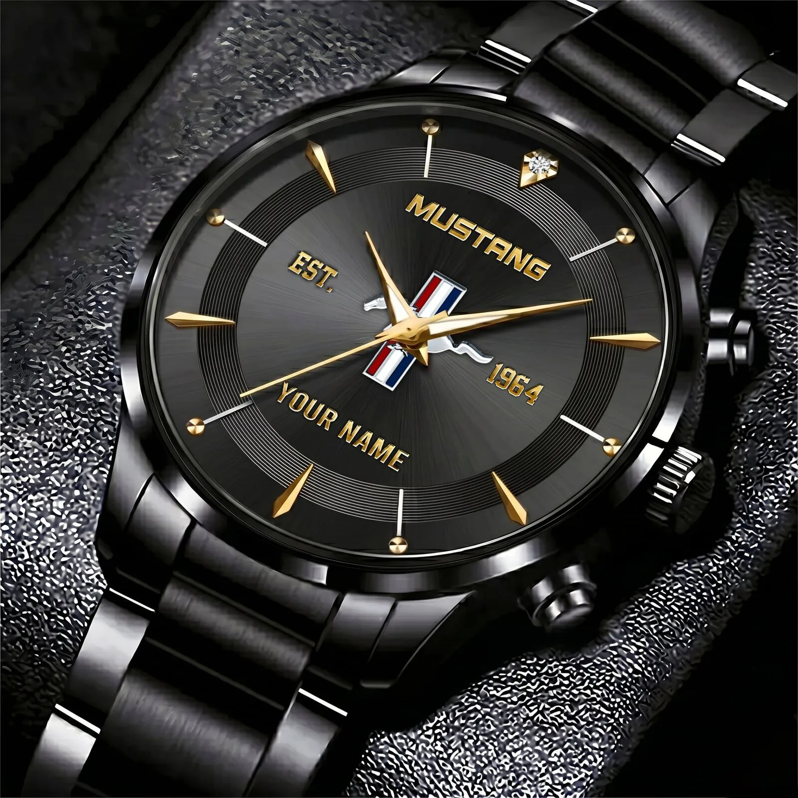Mustang Personalized Custom Name Classic Design Stainless Steel Watch