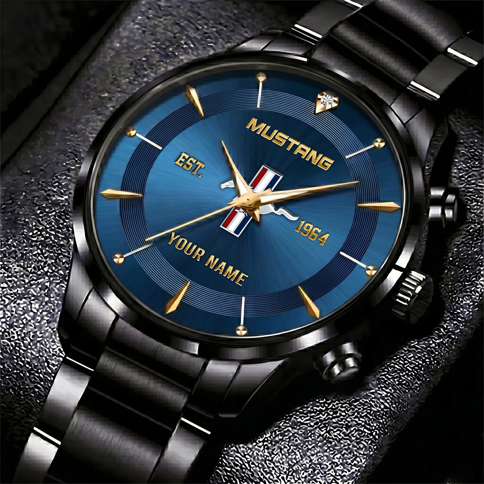 Mustang Personalized Custom Name Classic Design Stainless Steel Watch