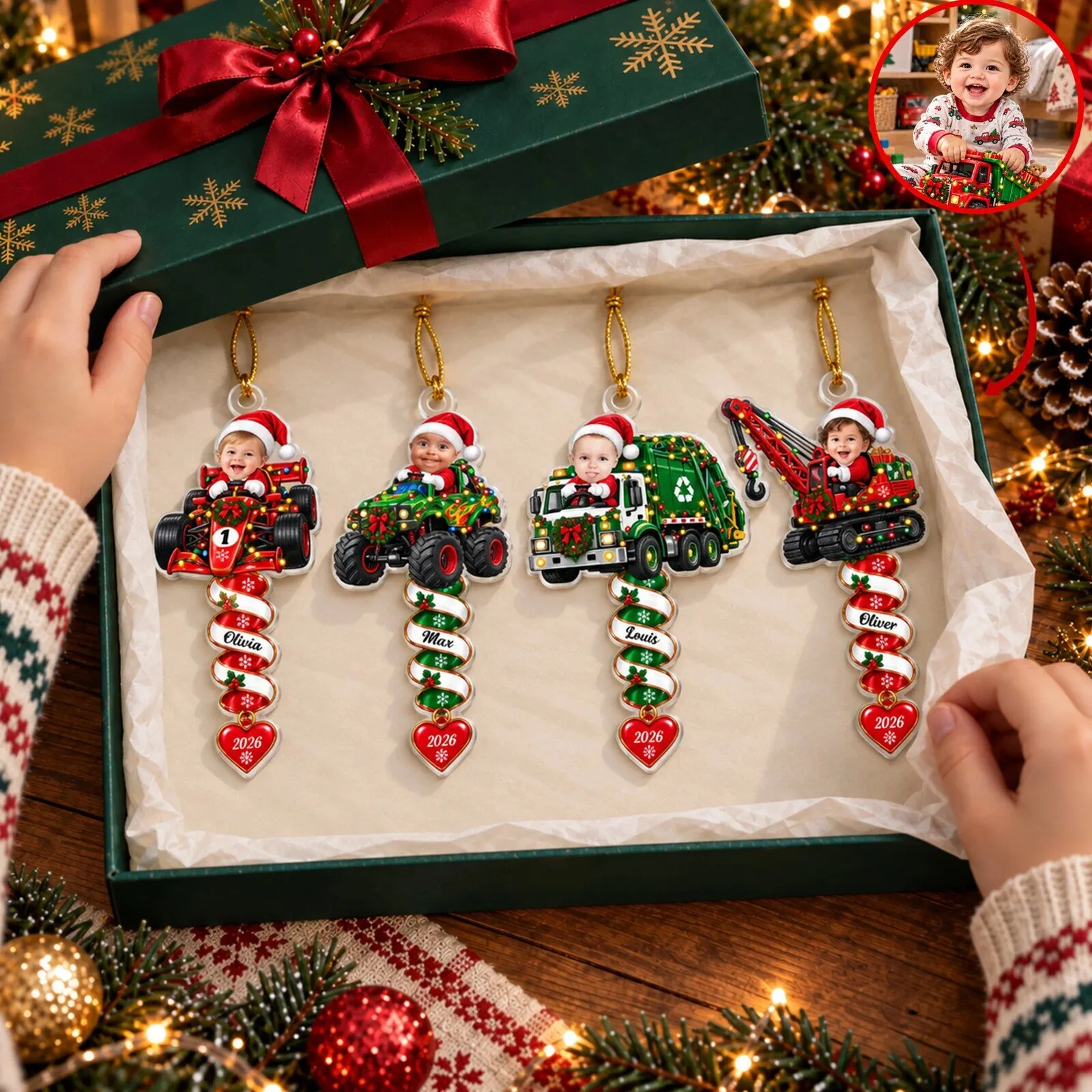Personalized Baby's First Christmas Ornament with Custom Name and Photo