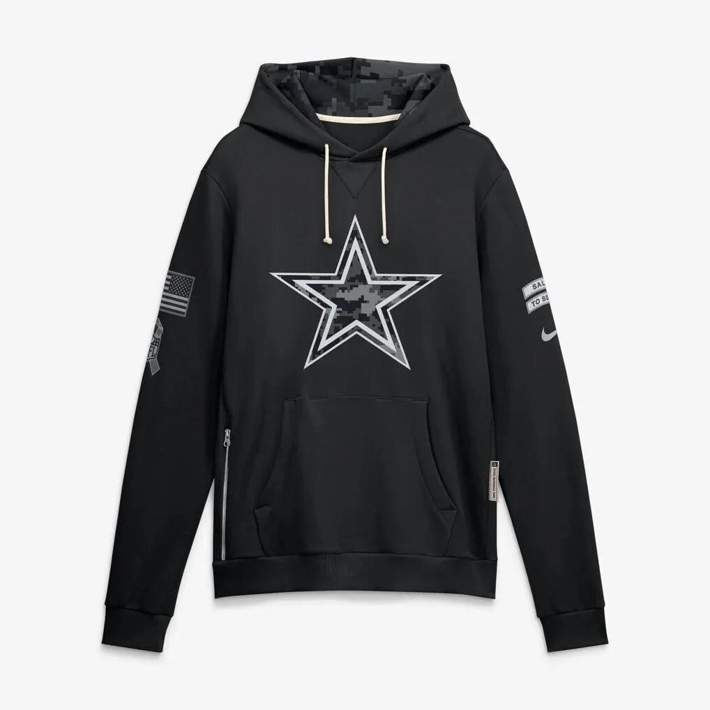 Dallas Cowboys Salute to Service Black Camouflage Star Pullover Hoodie 3 Dallas Cowboys Salute to Service Black Camouflage Star Pullover Hoodie