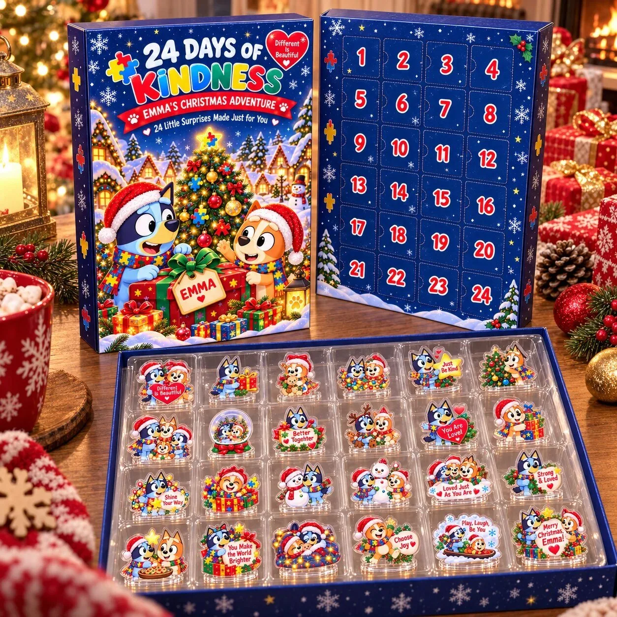 Bluey Christmas Advent Calendar with 24 Acrylic Standees and Personalized Name 2D 8 Bluey Christmas Advent Calendar with 24 Acrylic Standees and Personalized Name