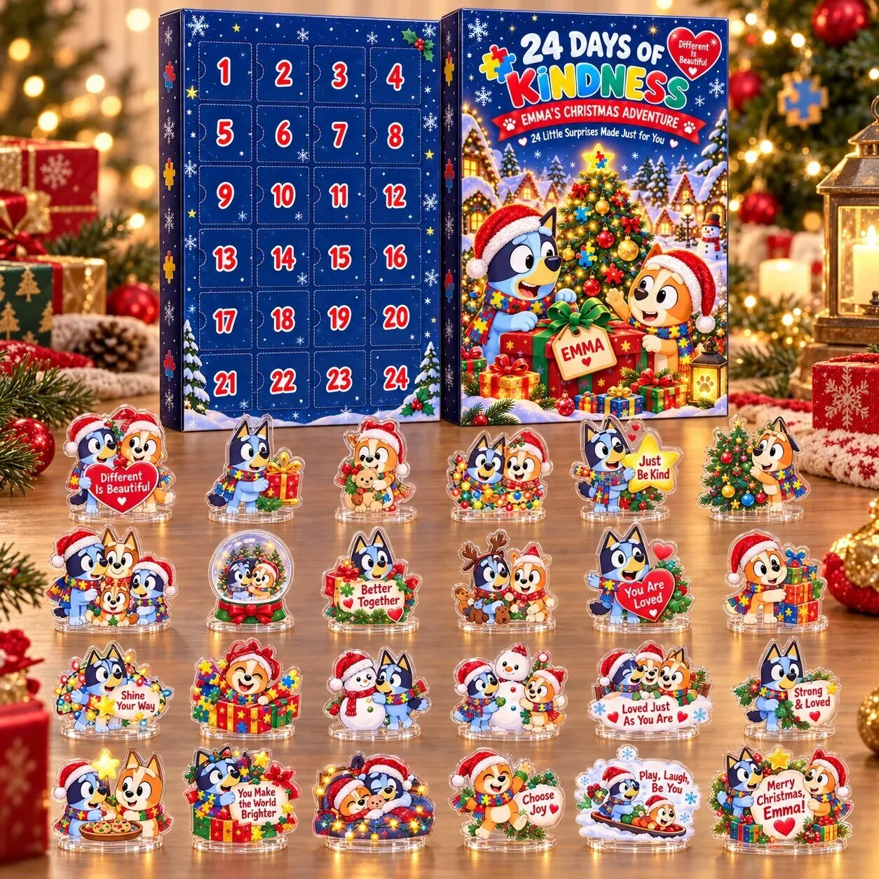 Bluey Christmas Advent Calendar with 24 Acrylic Standees and Personalized Name 2D 9 Bluey Christmas Advent Calendar with 24 Acrylic Standees and Personalized Name