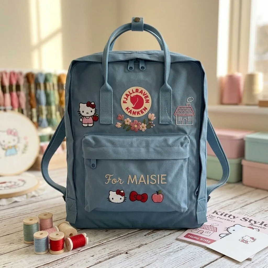 Personalized Name Fjallraven Kanken Backpack with Hello Kitty Embroidery