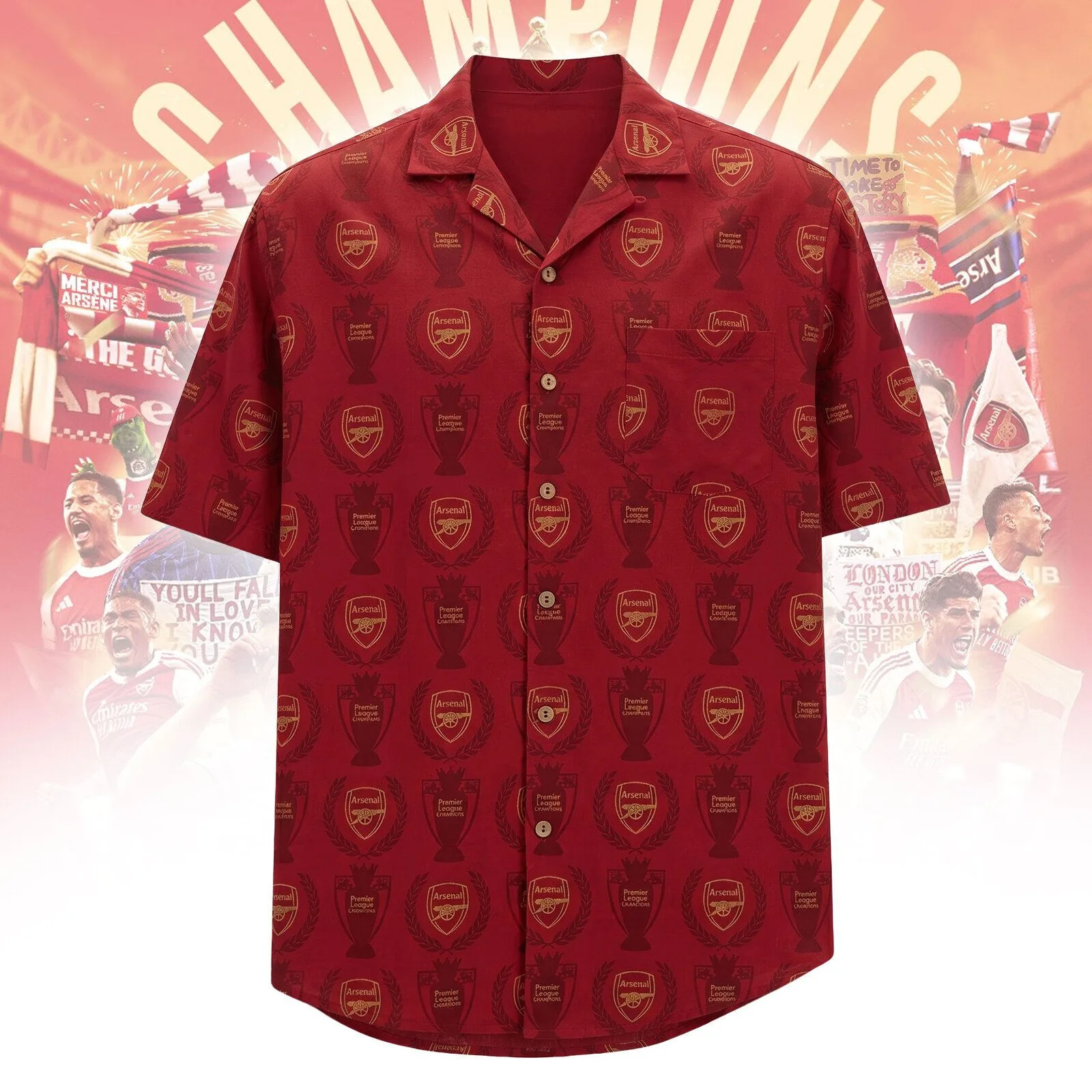 Arsenal Premier League Champions Football Club Hawaiian Shirt