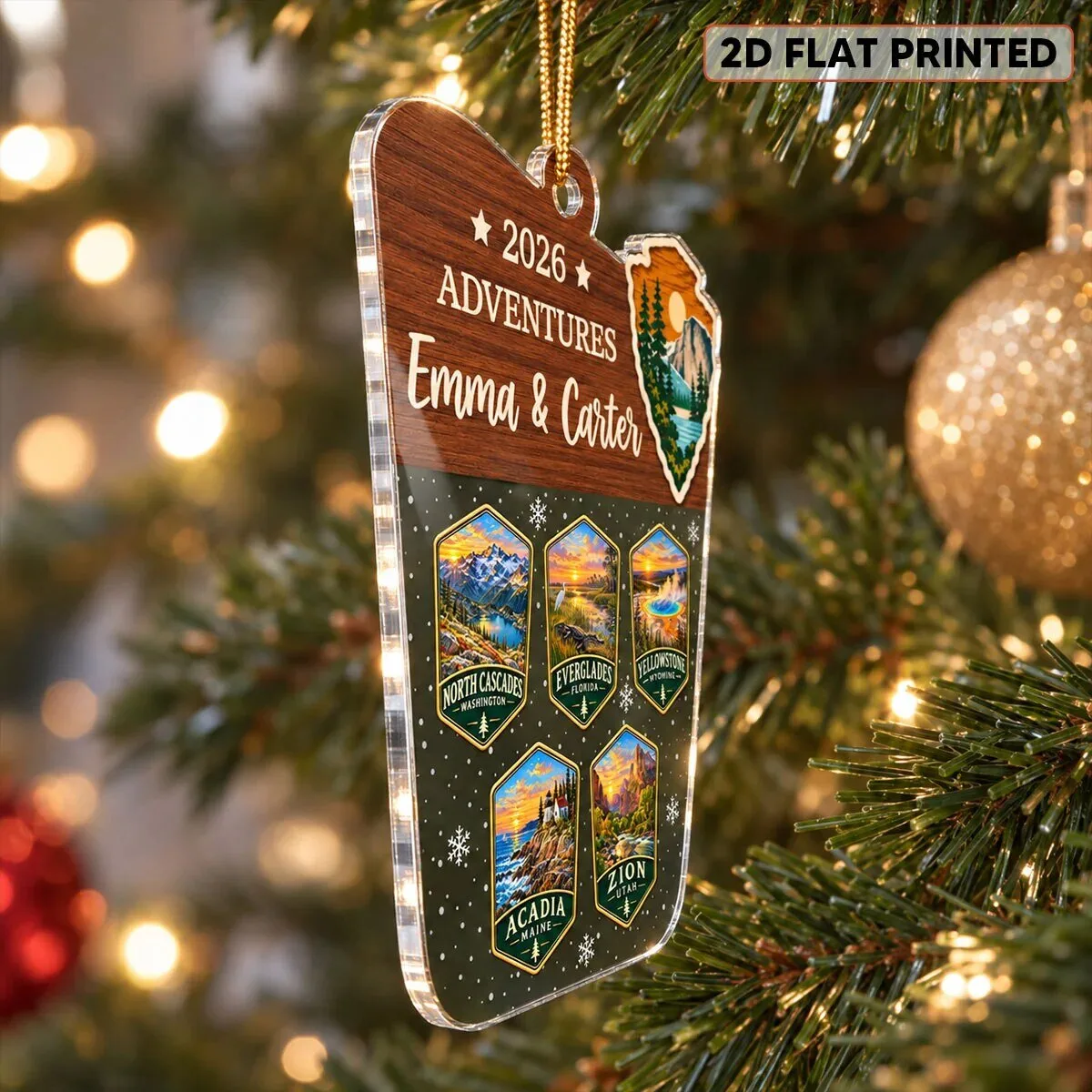Custom National Parks Adventures Personalized Acrylic Ornament, National Park Trip Keepsake