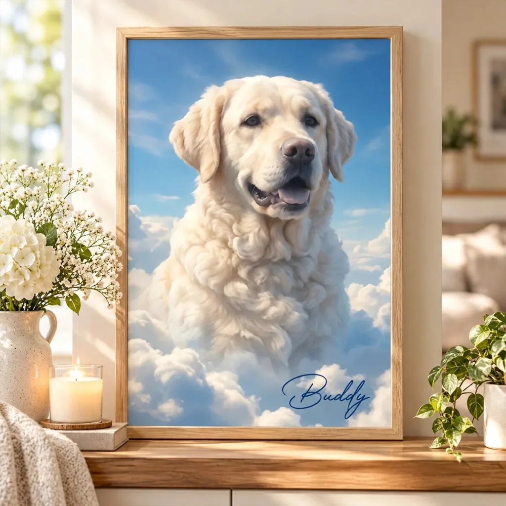 Personalized Pet Memorial Portrait Custom Dog Photo Keepsake Wall Art Poster