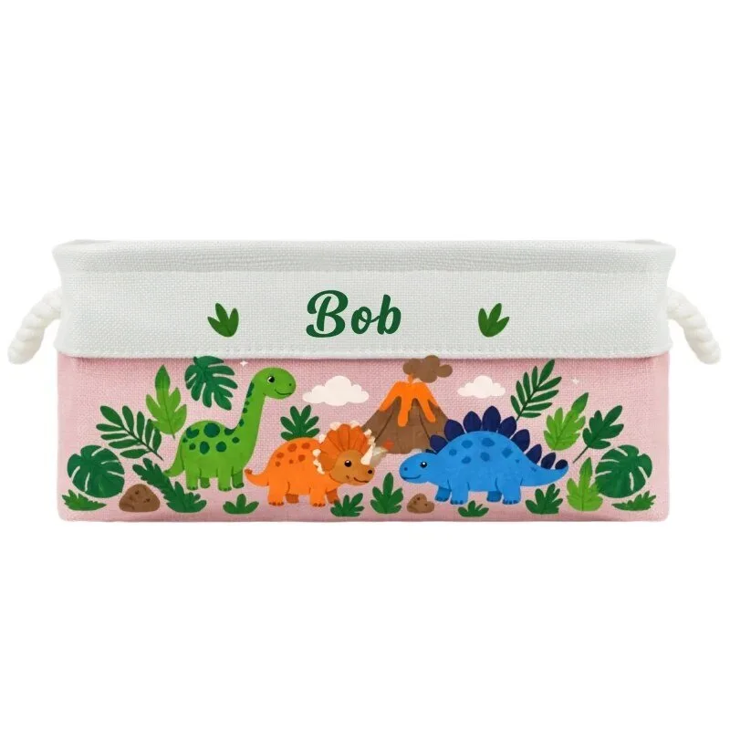 Personalized Dinosaur Toy Storage Basket for Kids, Custom Name Playroom Organizer 15 Personalized Dinosaur Toy Storage Basket for Kids, Custom Name Playroom Organizer