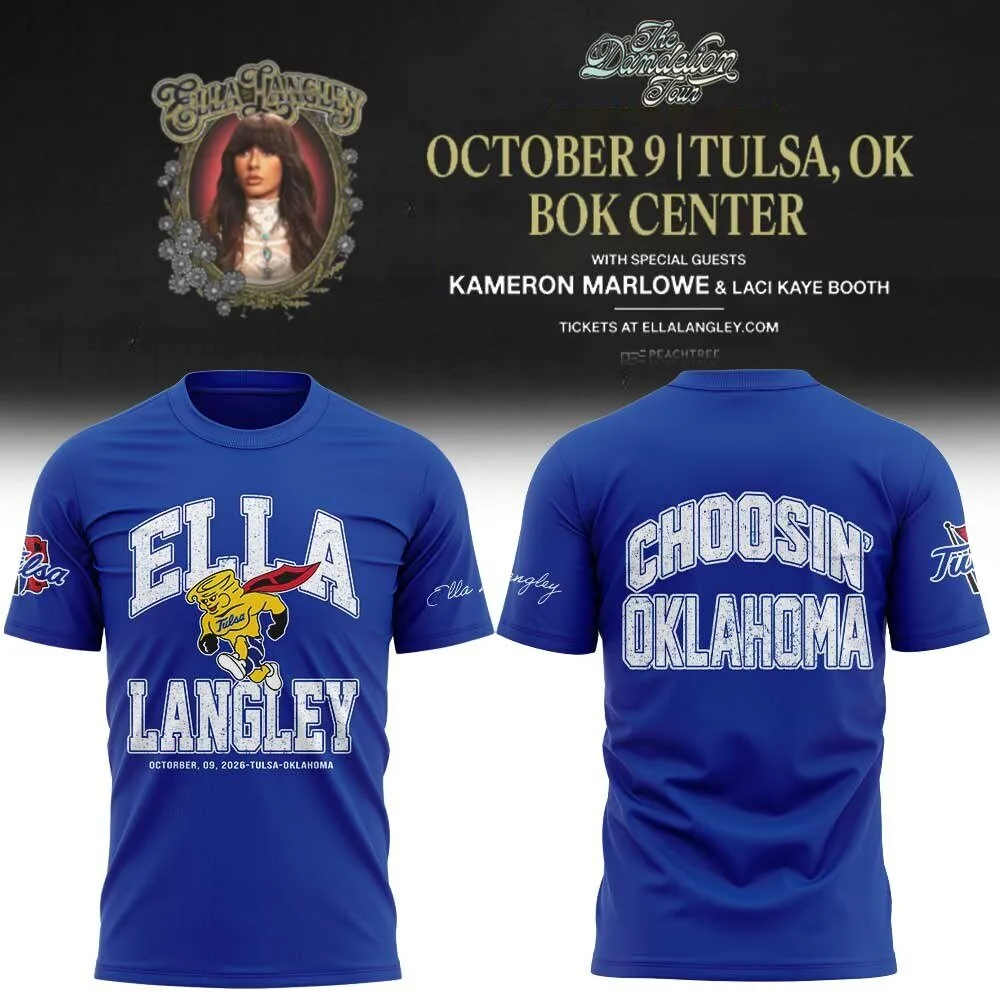 Tulsa Golden Hurricane Concert T-Shirt - Ella Langley Choosin' Oklahoma Design
