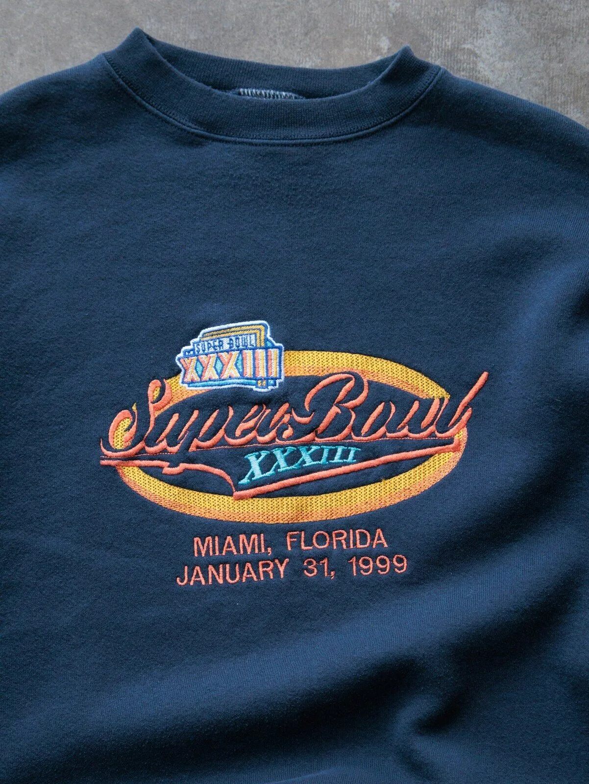 Vintage 1999 Super Bowl XXXIII Miami Florida Crewneck Sweatshirt