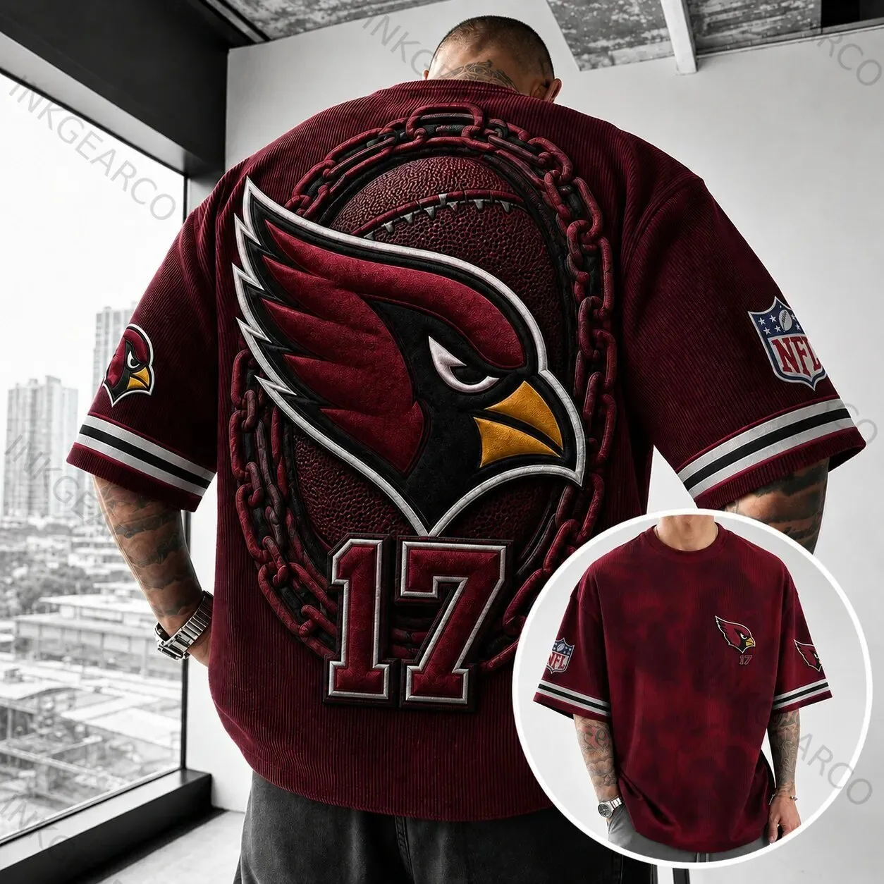NFL Fan Jersey with Arizona Cardinals Logo and Number 17