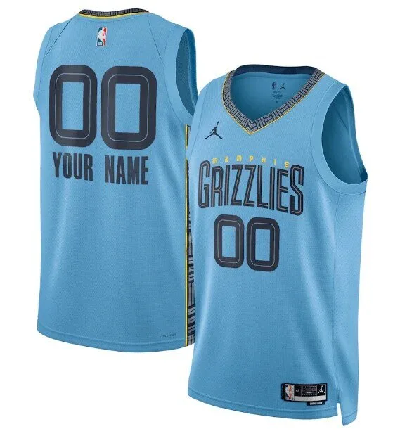 Memphis Grizzlies Statement Edition Personalized Blue Basketball Jersey