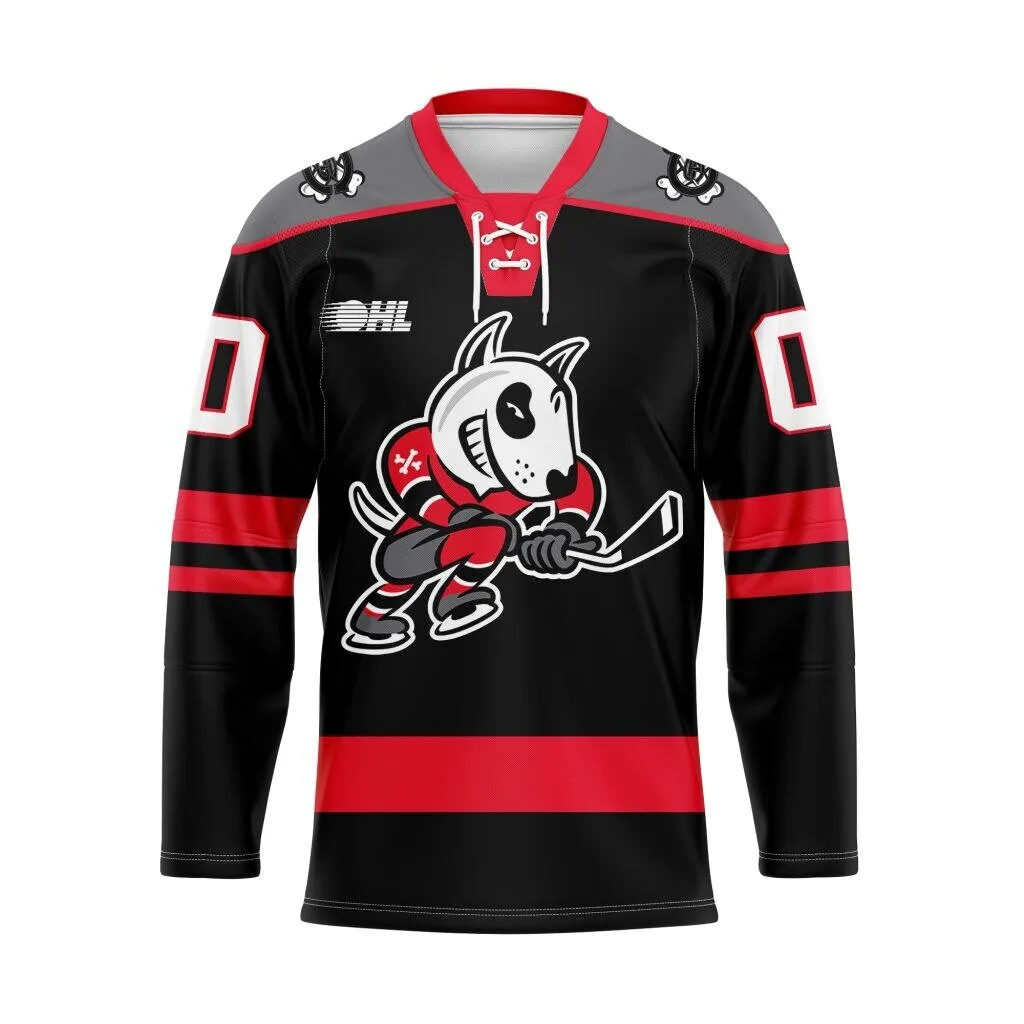 OHL Niagara IceDogs Personalized Black and Red Hockey Jersey