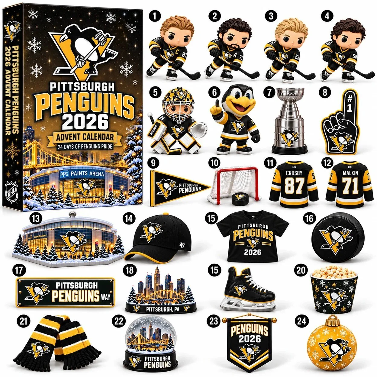 Pittsburgh Penguins 2026 Game Day Surprise Countdown Advent Calendar