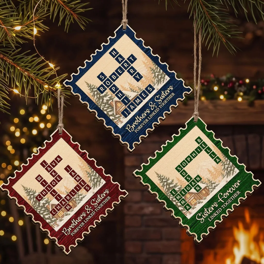 Personalized Brothers and Sisters Forever Linked Scrabble Tile Christmas Ornament Personalized Brothers and Sisters Forever Linked Scrabble Tile Christmas Ornament