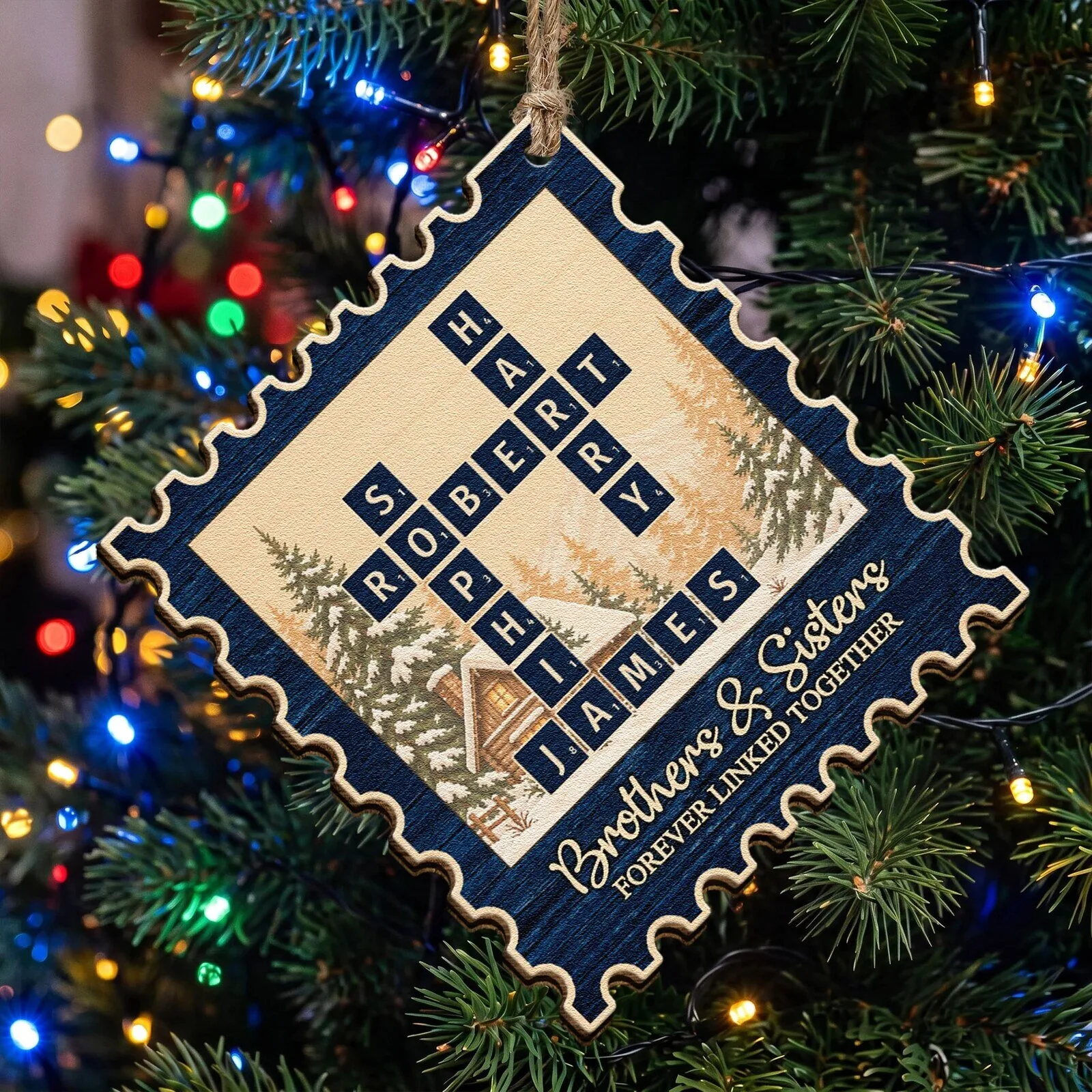 Personalized Brothers and Sisters Forever Linked Scrabble Tile Christmas Ornament 7 Personalized Brothers and Sisters Forever Linked Scrabble Tile Christmas Ornament