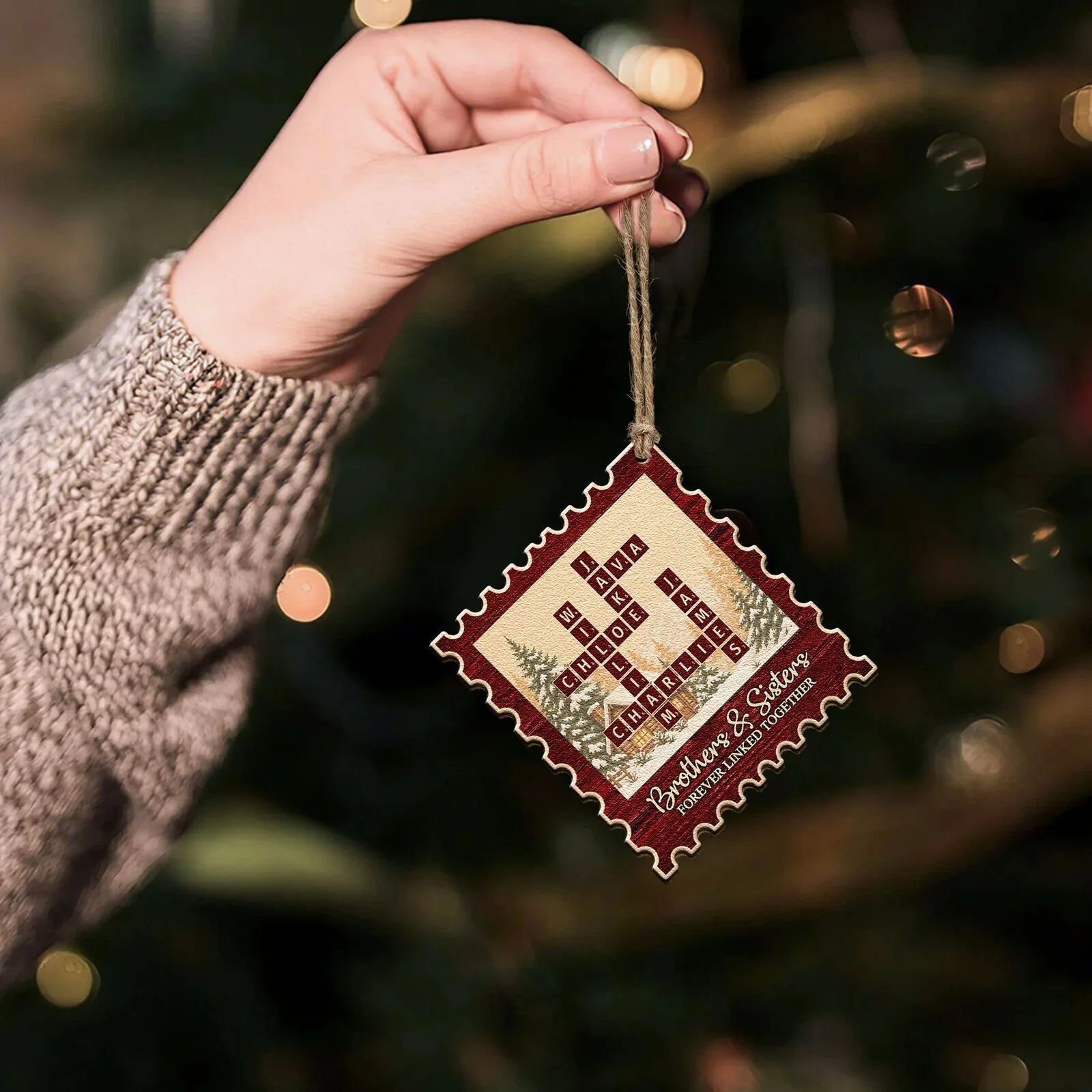 Personalized Brothers and Sisters Forever Linked Scrabble Tile Christmas Ornament 8 Personalized Brothers and Sisters Forever Linked Scrabble Tile Christmas Ornament