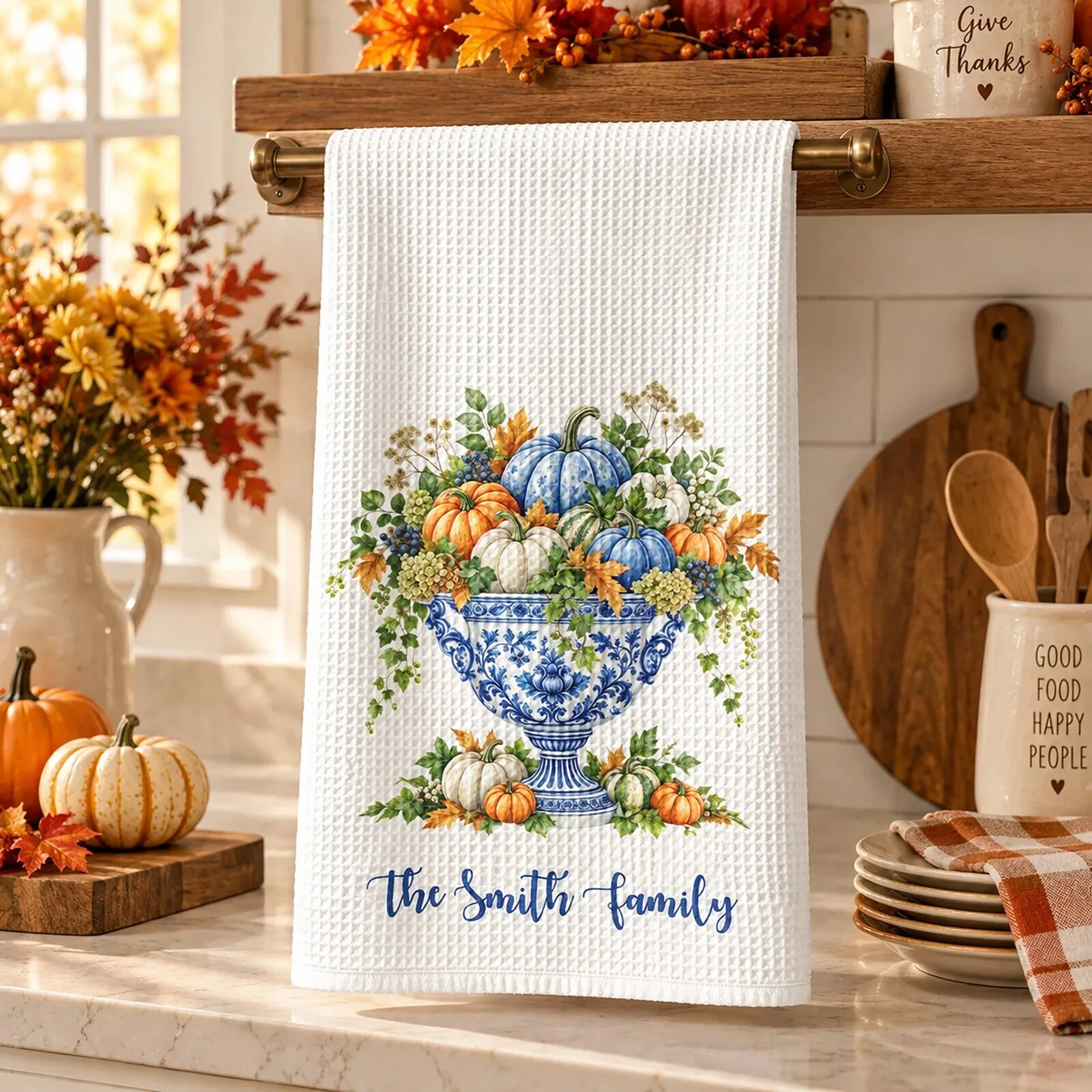 Personalized Chinoiserie Pumpkin Fall Harvest Kitchen Towel for Autumn Decor 5 Personalized Chinoiserie Pumpkin Fall Harvest Kitchen Towel for Autumn Decor