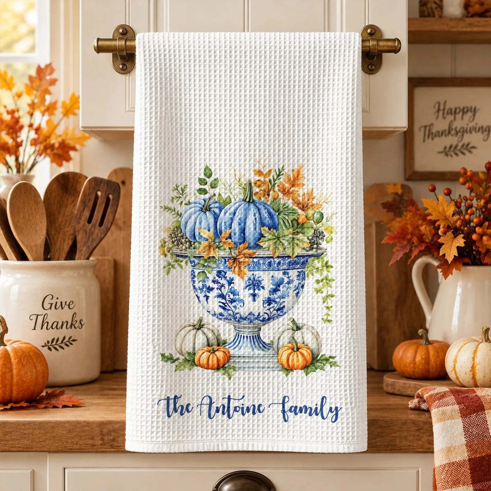 Personalized Chinoiserie Pumpkin Fall Harvest Kitchen Towel for Autumn Decor 7 Personalized Chinoiserie Pumpkin Fall Harvest Kitchen Towel for Autumn Decor