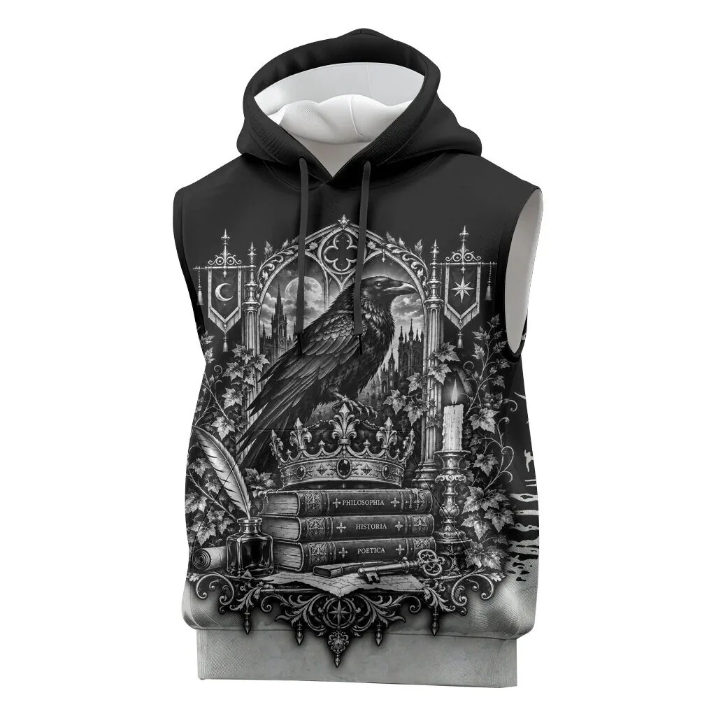 Dark Academia Raven Crown Books Sleeveless Hoodie