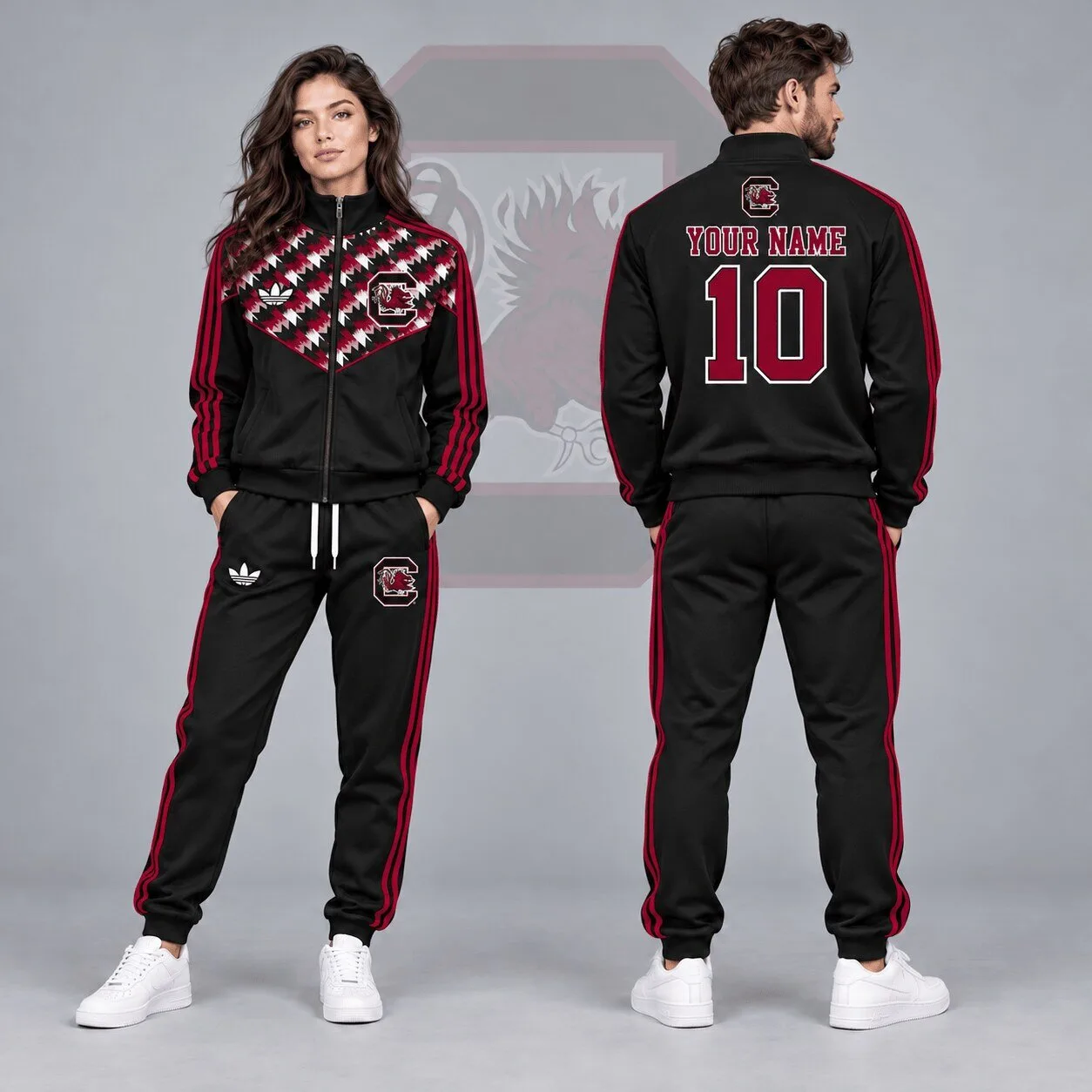 South Carolina Gamecocks Personalized Full-Zip Jacket and Jogger Tracksuit Set