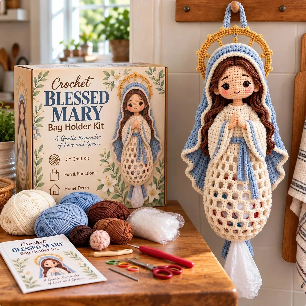 Crochet Jesus Plastic Bag Holder Kit - DIY Craft Home Decor