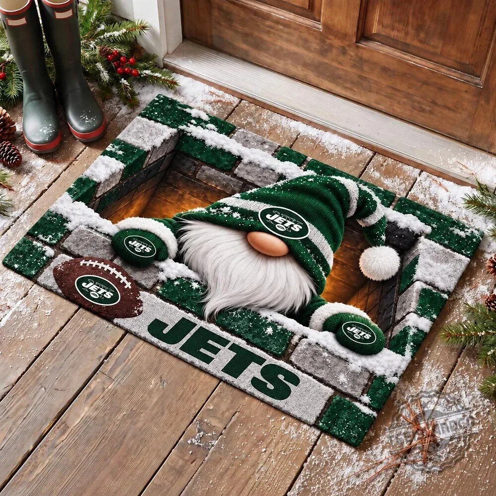 New York Jets Football Team Gnome Christmas Doormat