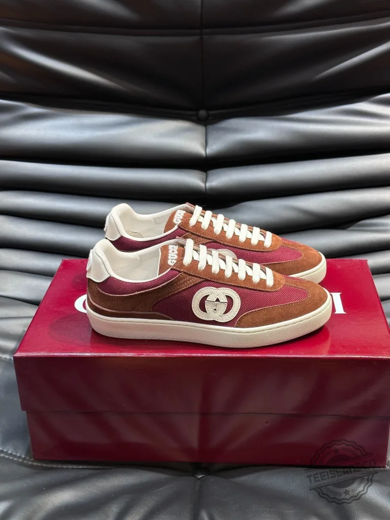 Gucci Interlocking G Brown and Red Low-Top Sneakers 25 Gucci Interlocking G Brown and Red Low-Top Sneakers