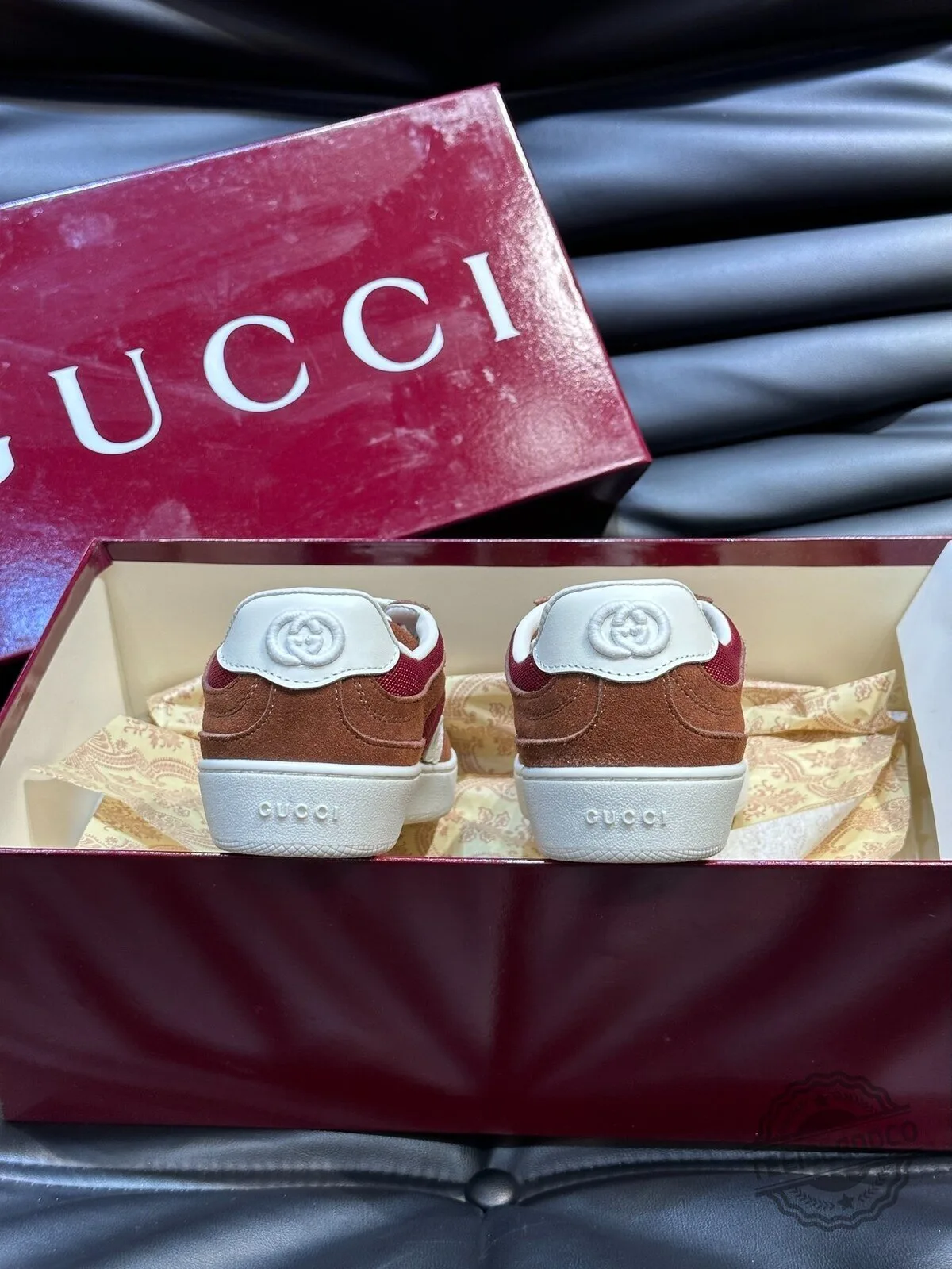 Gucci Interlocking G Brown and Red Low-Top Sneakers 8 Gucci Interlocking G Brown and Red Low-Top Sneakers