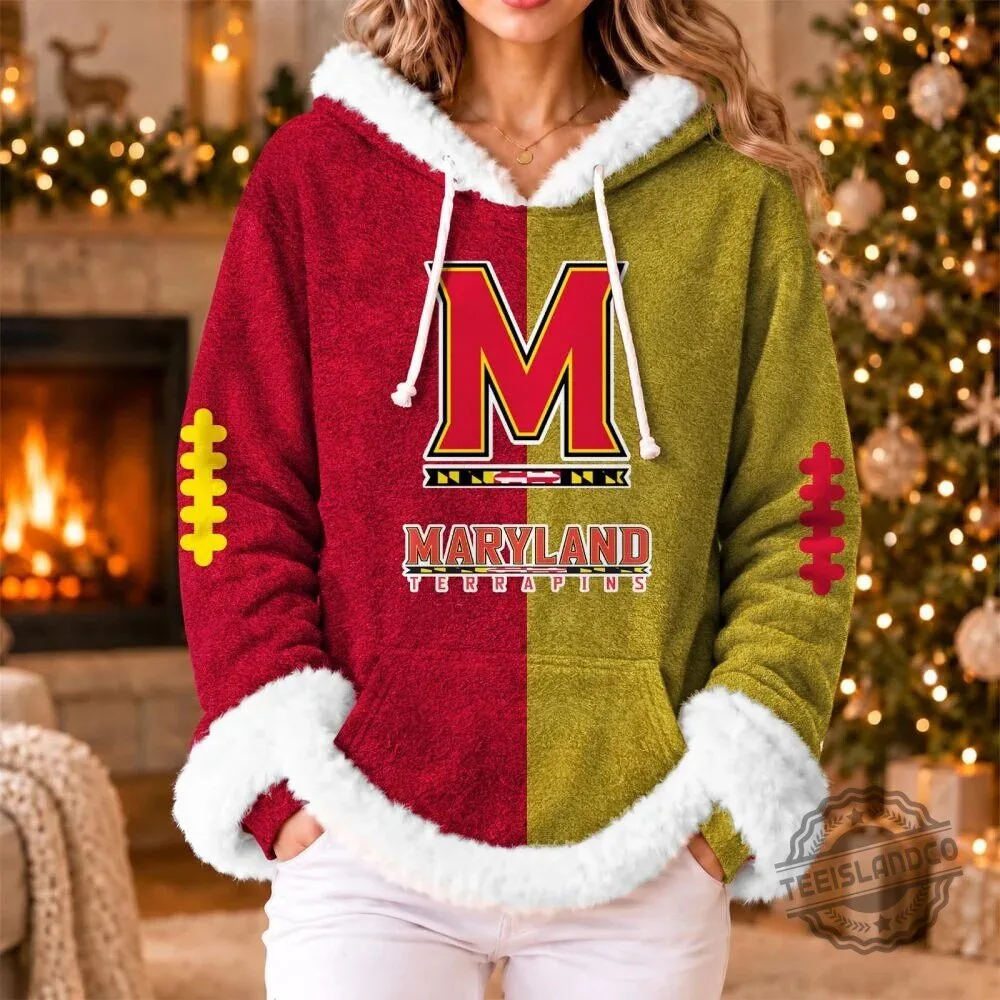 Maryland Terrapins Christmas Football Holiday Fleece Hoodie 1 Maryland Terrapins Christmas Football Holiday Fleece Hoodie