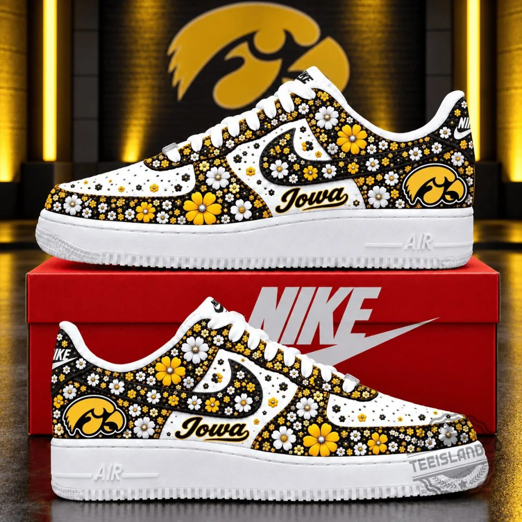 Iowa Hawkeyes NCAA Floral Custom Air Force 1 Sneakers Iowa Hawkeyes NCAA Floral Custom Air Force 1 Sneakers