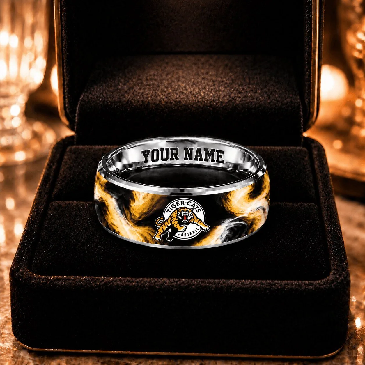 Hamilton Tiger-Cats Football Team Personalized Name Ring for Fans