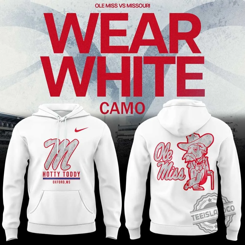 Ole Miss Game Day Hotty Toddy White Camouflage Hoodie