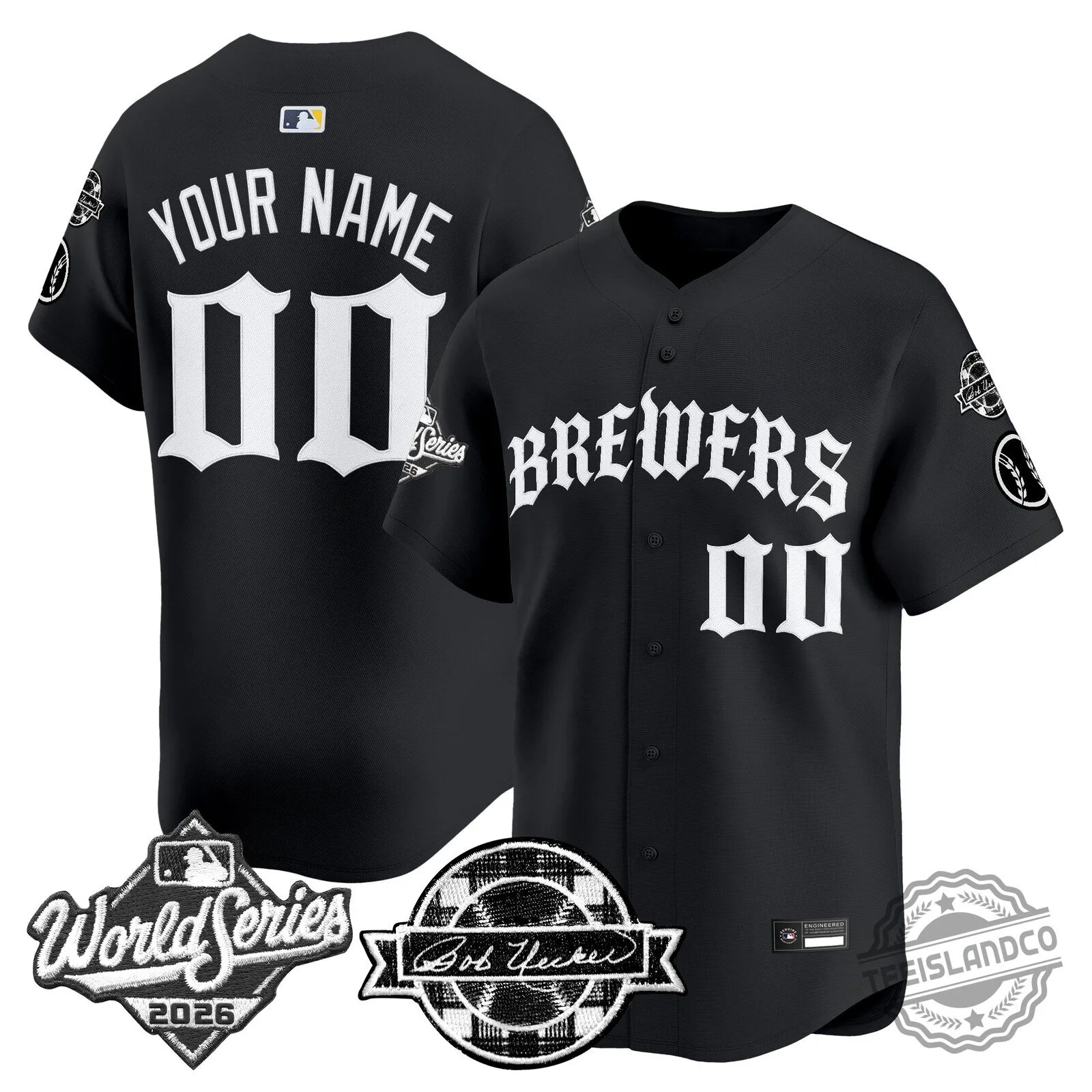 Milwaukee Brewers 2026 World Series Black Old English Edition Baseball Jersey