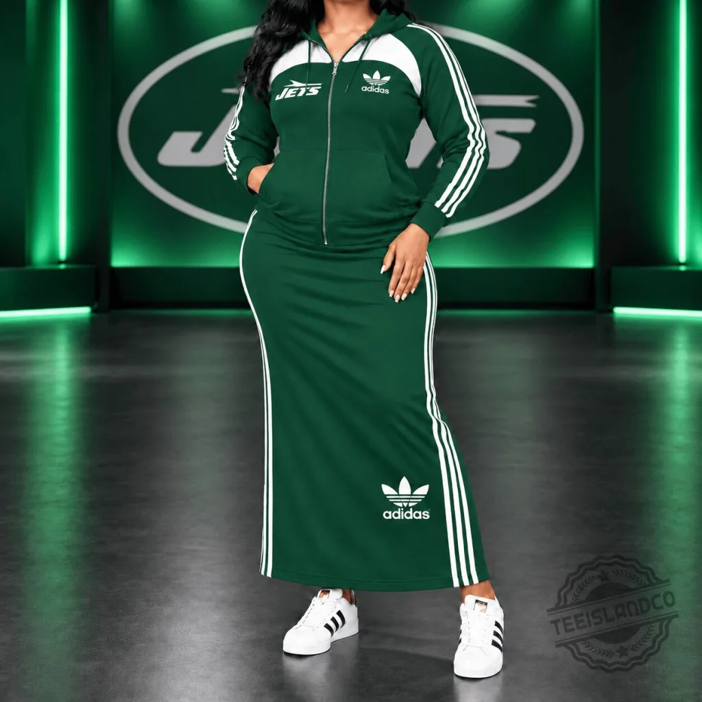 New York Jets Women's Adidas Green Triple Stripe Full-Zip Hoodie New York Jets Women's Adidas Green Triple Stripe Full-Zip Hoodie