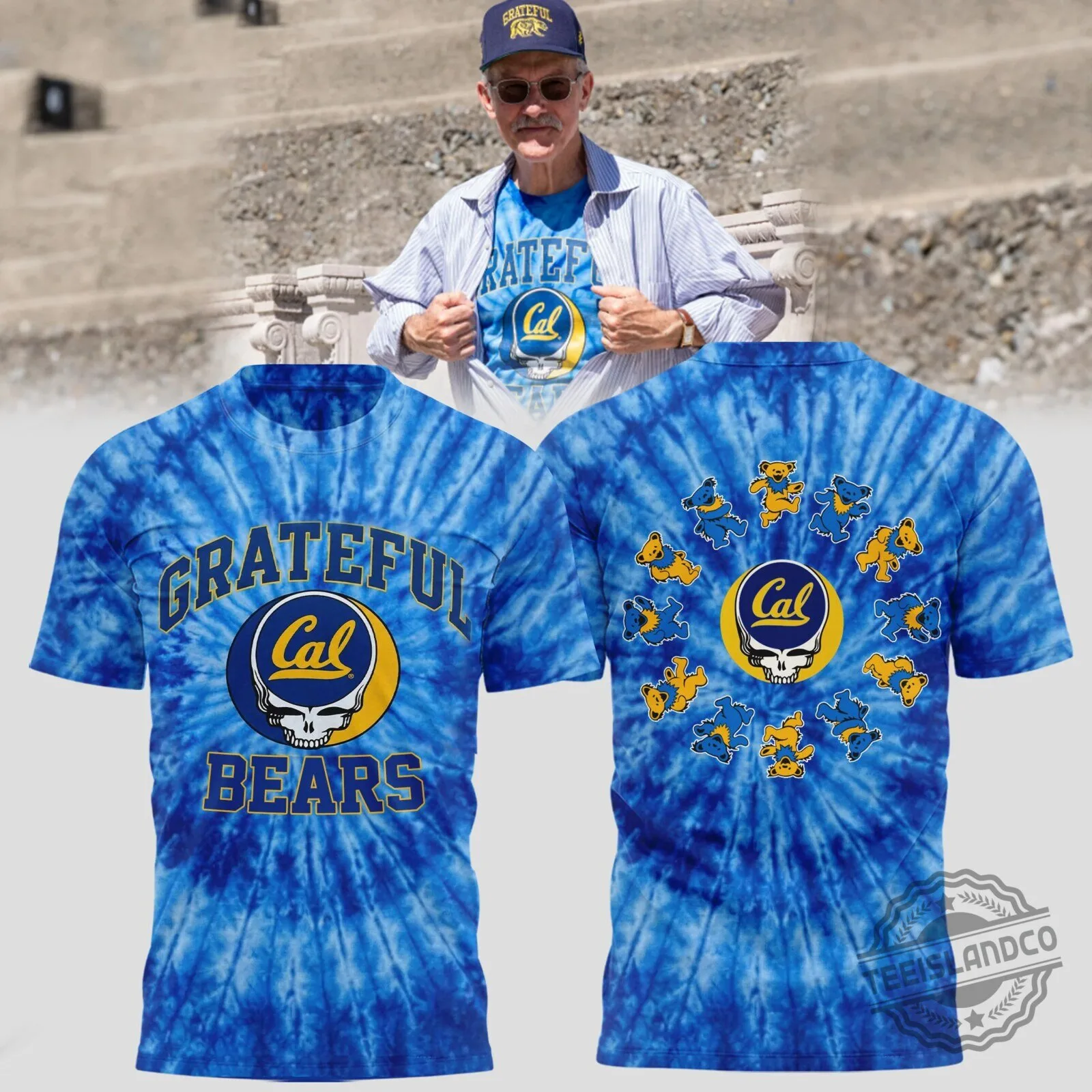 Cal Football Grateful Dead Bears Tie-Dye Short Sleeve T-Shirt