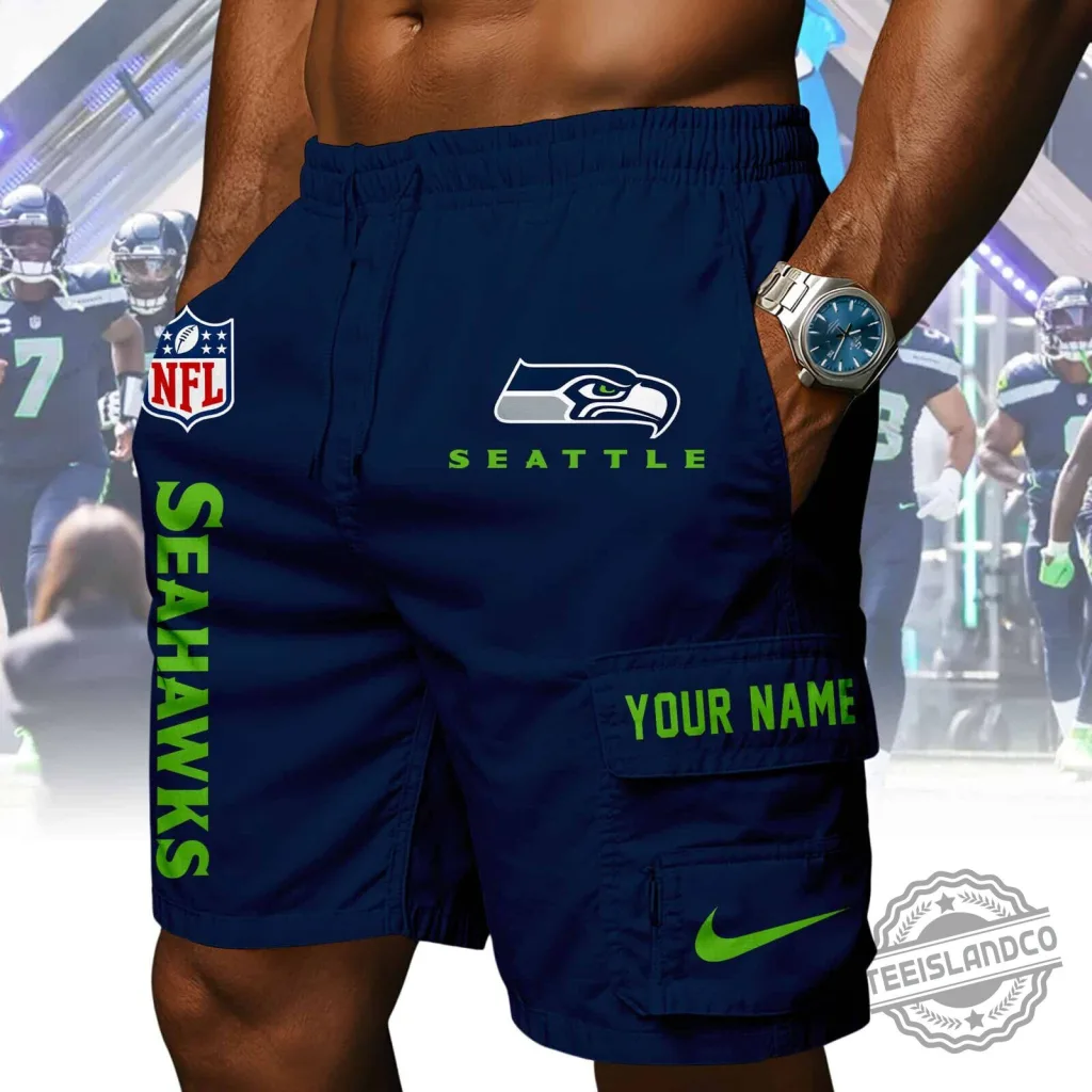 Seattle Seahawks NFL Football Team Navy Blue Athletic Shorts Seattle Seahawks NFL Football Team Navy Blue Athletic Shorts
