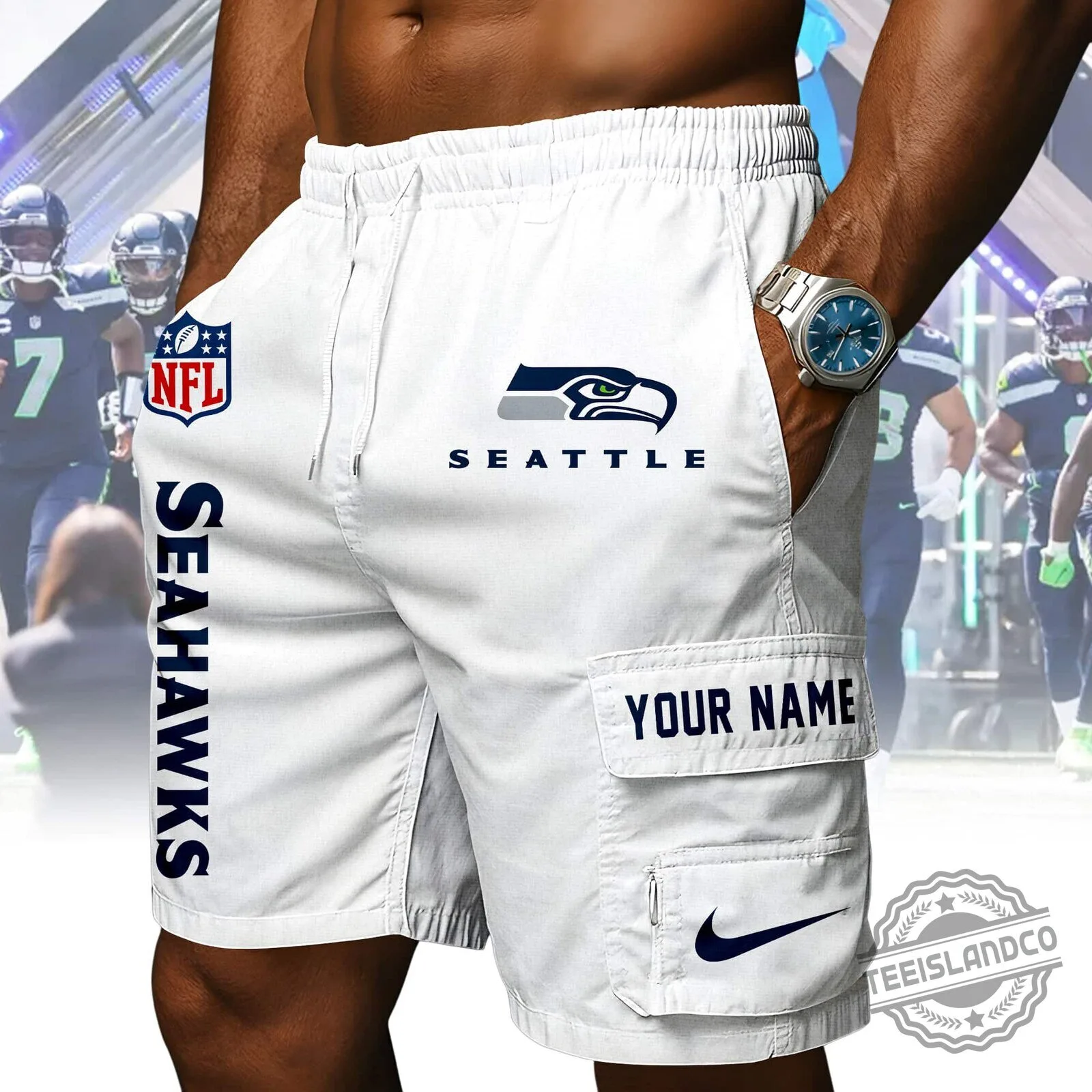 Seattle Seahawks NFL Football Team Navy Blue Athletic Shorts 9 Seattle Seahawks NFL Football Team Navy Blue Athletic Shorts